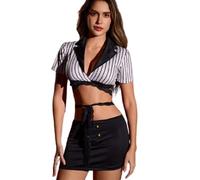 YIOTMOP Costume da segretaria da donna con crop top e minigonna, costume da gioco di ruolo