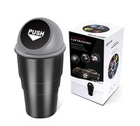 YIOVVOM - Cestino portarifiuti per auto, con coperchio, a prova di perdite, per portabicchieri dell’auto, ufficio, casa, cucina e camera da letto (grigio, 1)