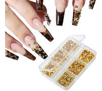 YIPFEN 1 Scatole Semiperle dorate per unghie, pietre per unghie dorate, decorazioni unghie, 3D flatback perline per nail art, accessori unghie