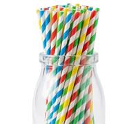 YIPFEN 100 Cannucce di Carta Colorate, 3 Strati Resistenti, Biodegradabili e Compostabili, per Bevande Calde/Fredde, Decorazione per Feste