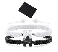 YIPFEN 2 pezzi Bracciali per coppie, la scelta perfetta per regali di anniversario e San Valentino, adatti sia per uomo che per donna, con zirconi e cristalli, presentati in una confezione regalo