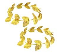 YIPFEN 2 Pezzi Fasce per Capelli, Corone Foglia d'oro Romana, Corona d'Alloro Greca, Accessori per Capelli Uomo Donna per Natale (Oro)