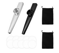 YIPFEN 2 Pezzi Kazoo Strumenti Musicali in Metallo con 2 Sacchetti + 10 Membrane di Ricambio, Kazoos Colorati per Bambini e Adulti, Idee Regalo Perfette per Amanti della Musica