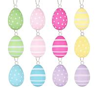 YIPFEN 24 pezzi Uova di Plastica Dipinte, Appesa Maculata, Uova Pasquali, Addobbi per Albero, Decorazioni per la Casa, Albero di Pasqua per Scuola Casa Ufficio Articoli Feste (6 cm)