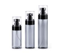 YIPFEN 3 Pezzi Flaconi Spray Riutilizzabili in Diverse Dimensioni, Mini Spruzzini per Profumi e Detergenti (60, 80, 100 ml) (Trasparente Nero)