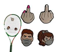 YIPFEN 4 PCS Ammortizzatori per Racchetta con Design Divertente di Visi e Gesti, Smorzatori in Silicone per Tennis, Riduce Vibrazioni della Racchetta in Modo Efficace