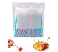 YIPFEN 50 forchettine colorate per frutta, dessert e finger food | Forchettine in plastica riutilizzabili con punte arrotondate, ideali per frutta, dessert, buffet, picnic e lunch box.