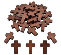 YIPFEN 50 pezzi a Forma di Croce, Pendente Legno, Collana Retrò, in Legno Naturale, Croce Charm, Piccolo, Gioielli Preghiera, Pasquale Comunione Regalo, Creazione Gioielli Fai Da Te (22mm)