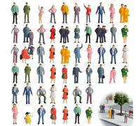 YIPFEN 50 Pezzi Piccole Figure Umane Set Miniature Modellini per Plastico Ferroviario (1:75) (Colorato)