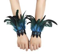 YIPFEN Costume da Carnevale - Braccialetto stile gotico con piume per Halloween, accessori per costume di colonia, 1 paio (blu acceso)