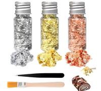YIPFEN Foglia d'Oro in Fiocchi Set 3 Pezzi | Scaglie d'Oro Non Commestibili per Decorazione Torte, Pasticceria & Dessert | Foglia Decorativa Multifunzione per Cucina & Lavoretti | Solo Decorazione