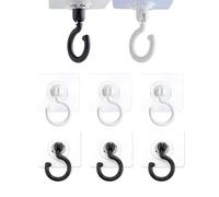 YIPFEN Ganci Adesivi per Soffitto Extra Forti 6 Pezzi (3 Bianchi, 3 Neri) - Autoadesivi Senza Foratura per Parete, Ideali per Luci, Decorazioni, Cucina, Bagno.