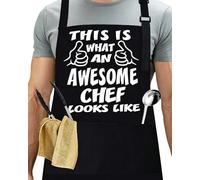 YIPFEN Grembiule da Cucina Uomo, 1 pezzo 80x60 cm - Robusto e Regolabile con Tasche per Cuoco, BBQ, Masterchef, idea Regalo Papà