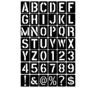 YIPFEN Normografo Stencil Lettere e Numeri, 42 Pezzi, 10cm Grandi, Riutilizzabile per Pittura su Legno, Tessuti, DIY e Scrapbooking