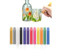 YIPFEN Penne a Cera per Vetro 12 Pezzi - Colori Brillanti per Candele, Ceramica & DIY. Impermeabili, Lunga Durata per Decorazioni Creative e Regali Fai da Te.