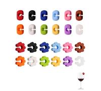 YIPFEN Segnabicchieri Calici Vino 24 Pezzi Silicone Riutilizzabili (12 Ovali, 12 a Fiore) - Perfetti per Feste, Mai Più Bevande Scambiate