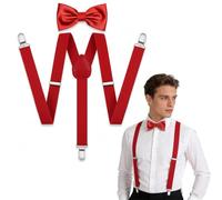 YIPFEN Set da 2 pezzi Bretelle Regolabili ed Elastiche con 3 Clip in Metallo Molto Resistenti, Papillon Coordinato, Taglia Unica per Uomo e Donna, Stile X e Forma a Y per Adulto (Larghezza 2.5 cm)