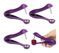 YIPFEN Set da 3 Snocciolatori per Ciliegie in Acciaio Inox - Denocciolatore Manuale a Pressione per Ciliegie, Olive e Datteri, Togli Nocciolo Compatto, Viola