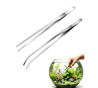 YIPFEN Set di Pinzette Lunghe 2 Pezzi 27 cm in Acciaio Inossidabile per Acquario, Pinzette Diritte e Curve per Decorazione Acquario, Pulizia Piante, Rettili, Serpenti, Lucertole, Ragni