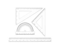 YIPFEN Set Geometria 4 Pezzi, Compasso per Scuola Media, Righello 30 cm, Squadra e Goniometro, Kit Misure Precise Bianco Trigonometria Ufficio