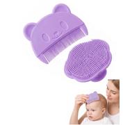 YIPFEN Set Spazzola e Pettine Neonati 2 Pezzi (Viola), Spazzola Crosta Lattea Morbida per Massaggio Delicato e Cura del Cuoio Capelluto Sensibile di Neonati e Bambini