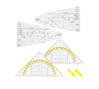 YIPFEN Squadra Geometrica Flessibile Set da 4 Pezzi, 2 Guide Coseno + 2 Triangoli 45° con Manico, Tracciamento Fluido e Bordi Antiscivolo per Progettazione Precisa