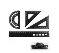 YIPFEN Strumenti Geometrici in Metallo, Kit 4 Pz Nero con Custodia Rigida, Righello Diritto 20 cm Acciaio Indurito, Misurazioni Stabili per Disegno Tecnico e Studio Universitario