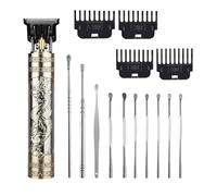 YIPINER Tagliacapelli da uomo, senza fili, piccolo tagliacapelli da viaggio, 15 cm, per scolpire i capelli classico, ricaricabile, con 6 strumenti per la rimozione del cerume