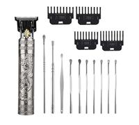 YIPINER Tagliacapelli da uomo, senza fili, piccolo tagliacapelli da viaggio, 15 cm, per scolpire i capelli classico, ricaricabile, con 6 strumenti per la rimozione del cerume