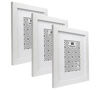 YiPinYin 25.4 x 25.4 cm cornici bianche con supporto per 17.8 x 12.7 cm, 17.8 x 12.7 cm, 3 confezioni con una delicata trama in legno per montaggio a parete e piano da scrivania.