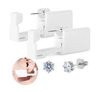 YIQI Bianco USA e Getta di Sicurezza Orecchio Corpo Naso Labbro Piercing da Ombelico Pistola Kit Acciaio Inox con Orecchino Bianco Corona - 2PCS