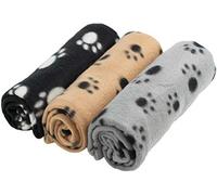 YIQI Coperta per Animali Domestici con Stampa a Zampa per Cane o Gatto, Finitura Morbida, Coperta Invernale per Uso Pesante, Zampa Stampata 3 Pezzi Colore Casuale(60 x 70 cm)