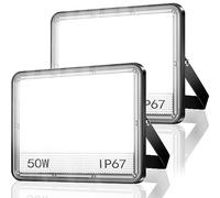 YIQIBRO Faretto LED da Esterno 50W 2 Pezzi, 2 in 1 Faro LED Esterno IP67 Impermeabile, 5000LM 6500K Super Luminoso Bianco Freddo Luce di Sicurezza per Giardino, Garage, Cortile, Ingresso, Patio