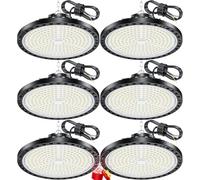 YIQIBRO Faro LED 200W 6 Pezzi, 20000LM UFO Lampada da Officina Industriale, 6500K Bianco Freddo Lampada da Garage, IP65 Impermeabile Faretto LED, UFO Plafoniera per Garage Magazzini Fabbrica Palestra