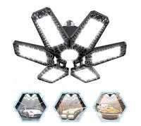 YIQIBRO Plafoniera LED Lampada da Garage 185W 18500LM 1 Pezzi - 6500K Lampada da Garage a LED Soffitto con 6+1 Pannelli Deformabili E27/E26 per Officine, Scantinati