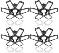 YIQIBRO Plafoniera LED Lampada da Garage 185W 18500LM 4 Pezzi - 6500K Lampada da Garage a LED Soffitto con 6+1 Pannelli Deformabili E27/E26 per Officine, Scantinati