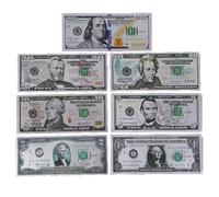 YIQILAFADA Set di 7 banconote da dollaro in lamina d'argento, $1- $100 valuta USA, finitura argento, decorazione, istruzione