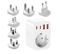 YIQILAIYA Adattatore da viaggio universale con 2 USB e 2 Tipo C, adattatore da viaggio bianco globale con 6 tipo B/G/C/A/I/M Spina Staccabile Adattatore da viaggio per Sud Africa/JAP/AUS/USA/EU/UK