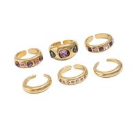 YiQinzcxg Confezione da 6 anelli impilabili regolabili con pietre preziose per una vestibilità comoda e diverse combinazioni alla moda Moderinge, come descritto