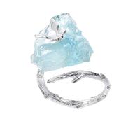 YiQinzcxg Eleganti anelli a farfalla con grandi pietre di acquamarina, accessorio alla moda, gioielli in pietra naturale, anelli da donna, come descritto