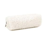 YiQinzcxg Grande custodia per penne di peluche con chiusura lampo, organizer per penne, borsa da viaggio, borsa per il trucco per la scuola d'ufficio, viaggio semplice, bianco