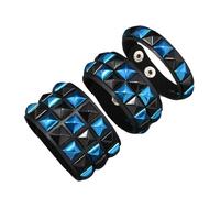 YiQinzcxg Set di 3 braccialetti con borchie gotiche regolabili, design punk, borchie quadrate scure per l'uso quotidiano, ampio braccialetto unisex confortevole, Taglia unica, come descritto