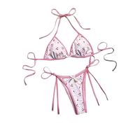 YiQinzcxg Trend Costume da bagno in due pezzi, ad asciugatura rapida e resistente al sole, morbido abbigliamento da spiaggia diviso, per attività acquatiche, set di costumi da bagno traspirante