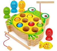 YIQOGAME Giocattoli a partire da 2 3 4 anni, giocattolo da pesca magnetico in legno, per bambini Montessori, giocattolo per motorie, regalo per ragazzi e ragazze