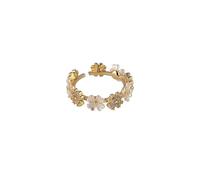 YIQPKUM Anello Margherita Placcato Oro 18K Madre Amica Cristalli Zirconi Fascia Aperta Gioiello Accessorio (Placcato oro)