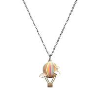 YIQPKUM Collana Colorata con Ciondolo Mongolfiera Smaltata Catena Sottile Gioielli Divertenti per Donne Regali per Feste di Compleanno 45 cm (Argento placcato)