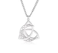 YIQPKUM Collana Nodo Trinità Vichingo Celtico Delicata Ciondolo Simboli Mistici Acciaio Amuleto (Placcato argento)