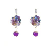 YIQPKUM Fine Orecchini Farfalla Viola Cristallo per Donna Mamma Amica Dichiarazione Gioiello Zirconia Cubica Accessorio Animale Regalo Charm (Multicolore)