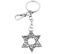 YIQPKUM Fine Portachiavi Antico Argento Placcato Stella di David Ciondolo per Donna Charm Borsa Israele Accessorio Regalo (Argento)