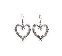 YIQPKUM Moda Orecchini a Goccia Cuore Filo Spinato per Donna Leggero Dichiarazione Gioiello Charm Regalo (Marrone)